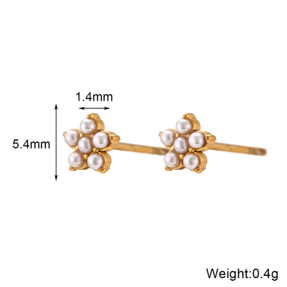 Fashion Flower Geometric Stainless Steel 18K Gold Plated Stud Earrings