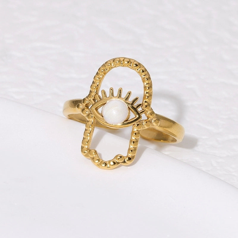 Casual Minimalist Geometric 304 Stainless Steel Hollow Out Inlay Open Rings