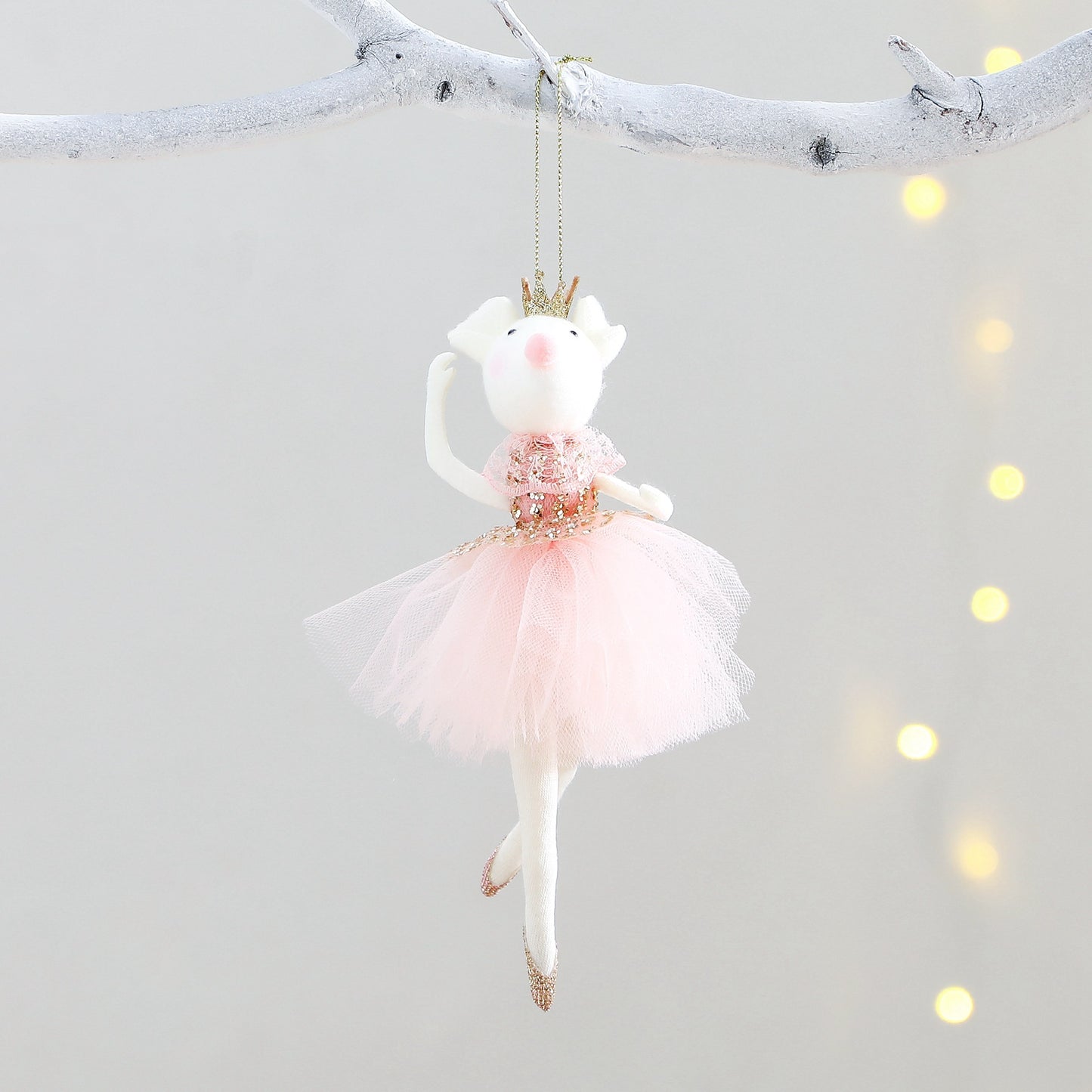 Pink Mesh Skirt Gold Crown Mouse Pendant Cartoon Cute Gift Decoration