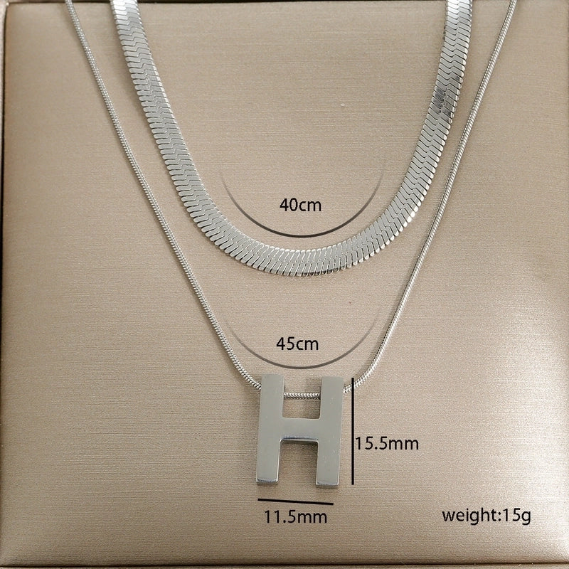 Modern Style Classic Style Letter Heart Shape Flower 304 Stainless Steel Plating Double Layer Necklaces Pendant Necklace