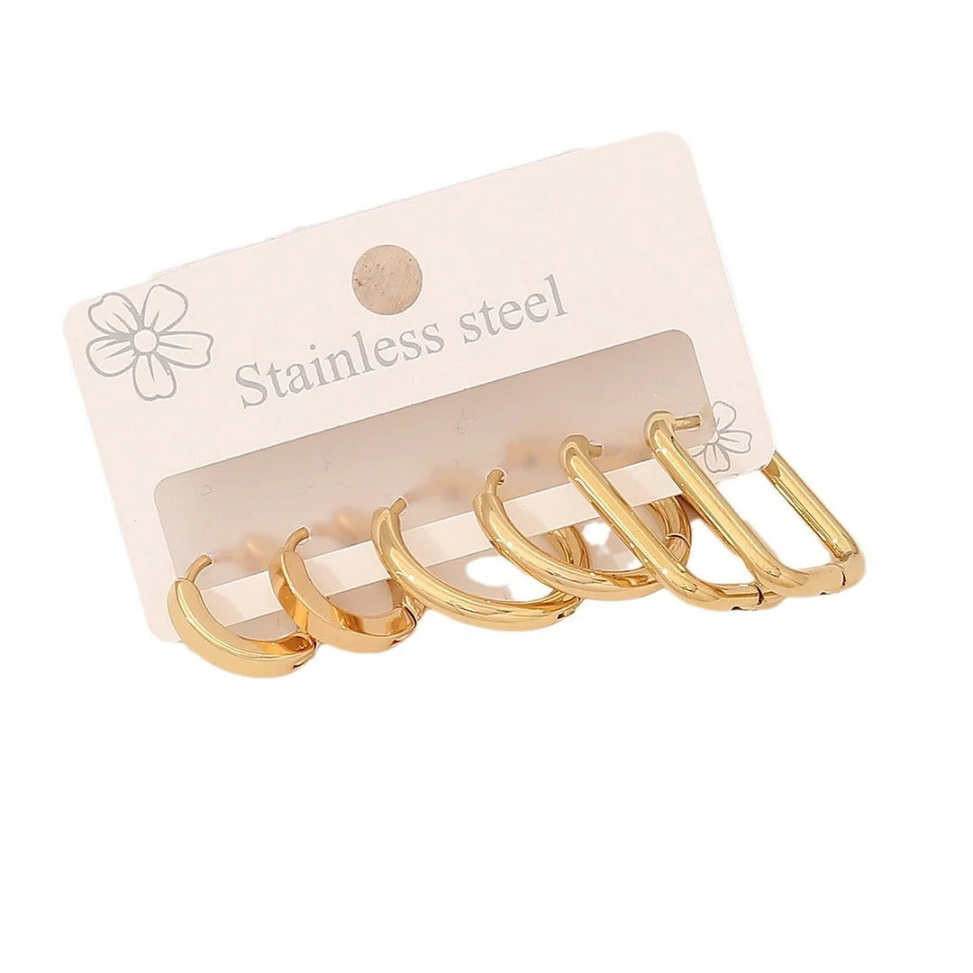 Expressive Quadrilateral Geometric Stainless Steel Electroplating Earrings