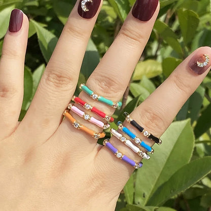 Women Retro Metal Vintage Geometric Copper Oil Dripping Rings