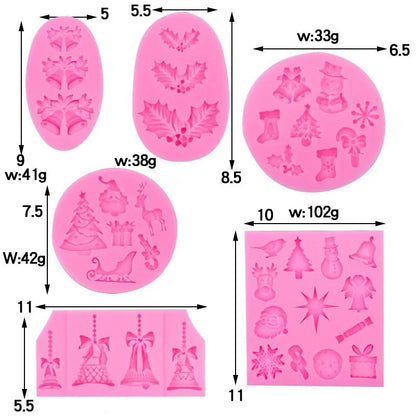 Christmas Casual Elegant Cute Christmas Hat Christmas Socks Silica Gel Kitchen Molds 1 Piece 1 Set
