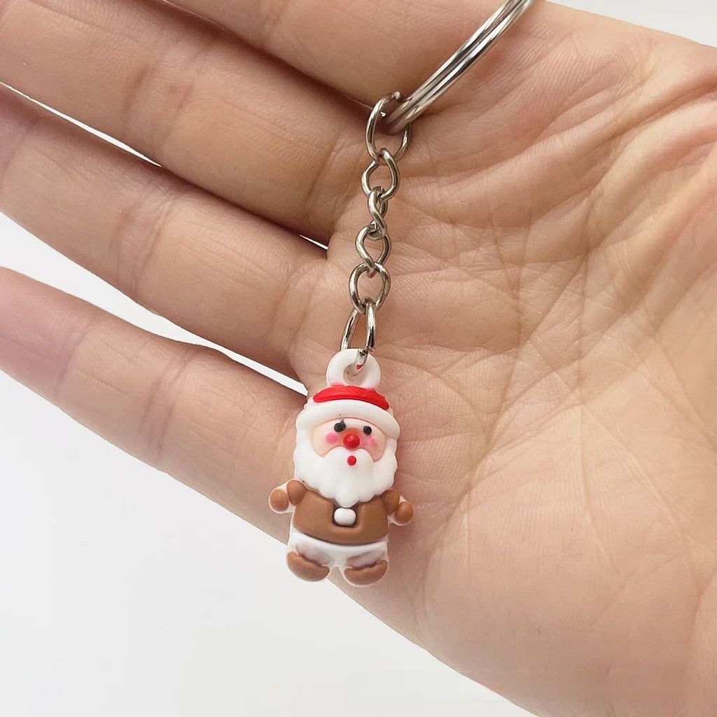 Cute Santa Claus Snowman PVC Christmas Unisex Bag Pendant Keychain