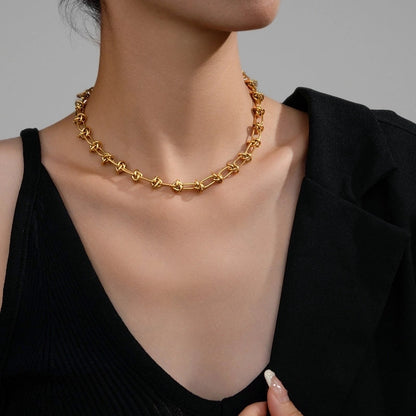 Double-Layer Choker Titanium Steel Necklace Three-Layer Blade Chain Snake Bones Chain Stainless Steel Jewelry Summer Non-Fading Female