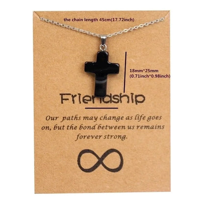 Minimalist Cross Stainless Steel Natural Stone Titanium Steel Plating Pendant Necklace