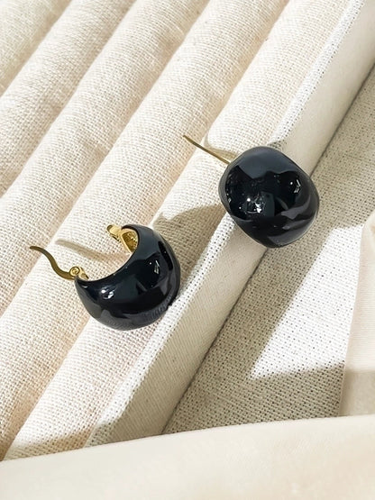 1 Pair Exaggerated Minimalist Solid Color Enamel Stainless Steel 18K Gold Plated Earrings