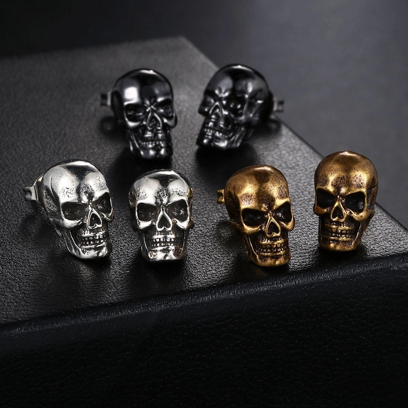 1 Pair Halloween Hip-Hop Retro Punk Skull Plating Copper Copper Ear Studs