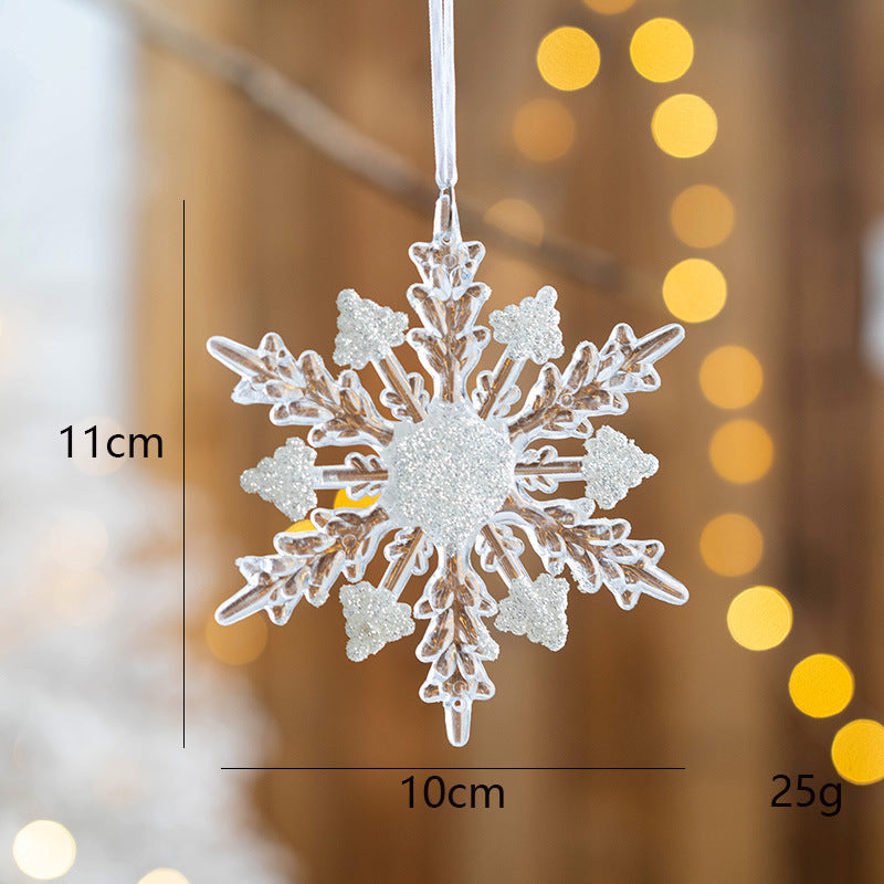 2 Pieces Christmas Snowflakes Christmas Tree Snowflakes Acrylic Transparent Snowflakes Gold Snowflakes Window Decoration Hanging Ornaments