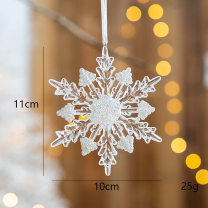 2 Pieces Christmas Snowflakes Christmas Tree Snowflakes Acrylic Transparent Snowflakes Gold Snowflakes Window Decoration Hanging Ornaments