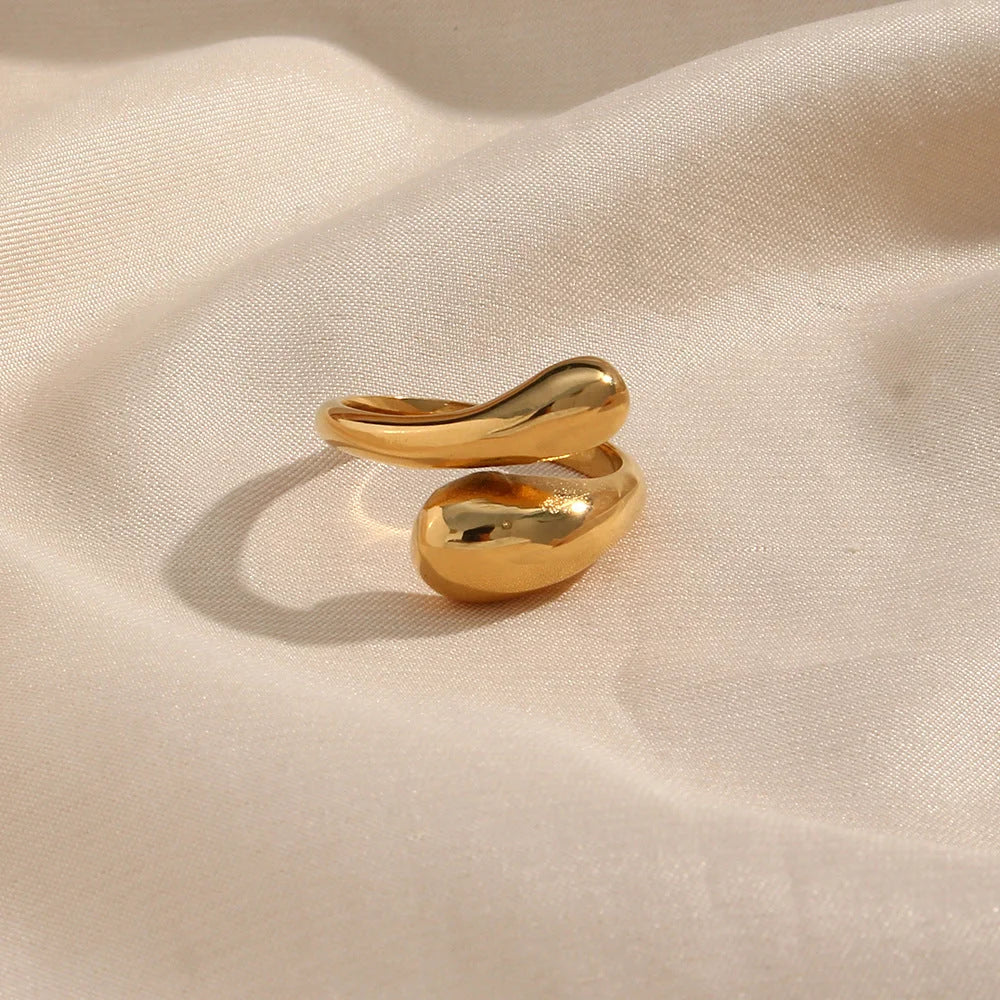 Women Fashion Snake Geometric Stainless Steel 18K Gold Plated Rings