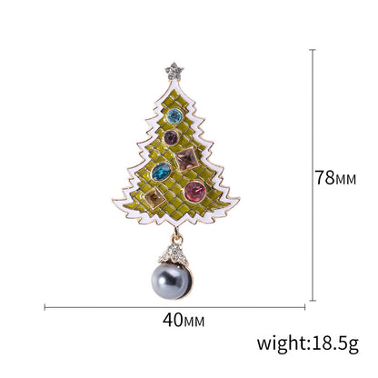 Fashion Pin Christmas Tree Alloy Inlay Rhinestones Women'S Brooches