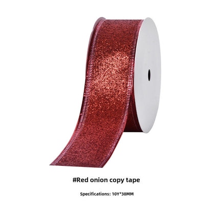 YAMA Boutique Christmas Snow Velvet Copy Edge Ribbon Christmas Decoration Ribbon Christmas Tree Gift Packaging Iron Wire Ribbon