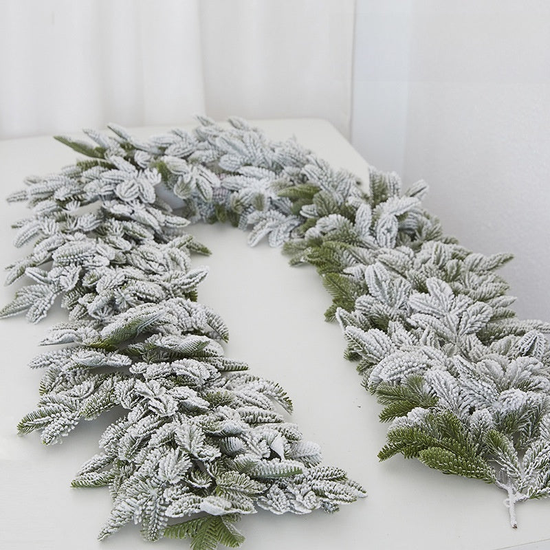 Christmas Decorative Dense Flocked Snowflake Vine Hotel Mall Window Display Doorway Stair Handrail Arrangement