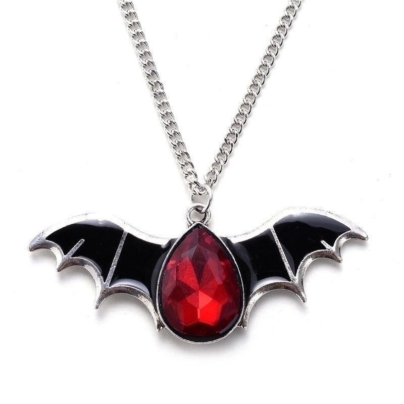 Gothic Bat Alloy Inlay Rhinestones Halloween Men'S Pendant Necklace
