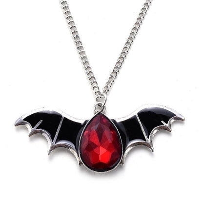 Gothic Bat Alloy Inlay Rhinestones Halloween Men'S Pendant Necklace