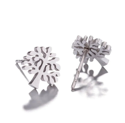 1 Pair Japanese Style Minimalist Tree Polishing Plating 304 Stainless Steel 18K Gold Plated Ear Studs