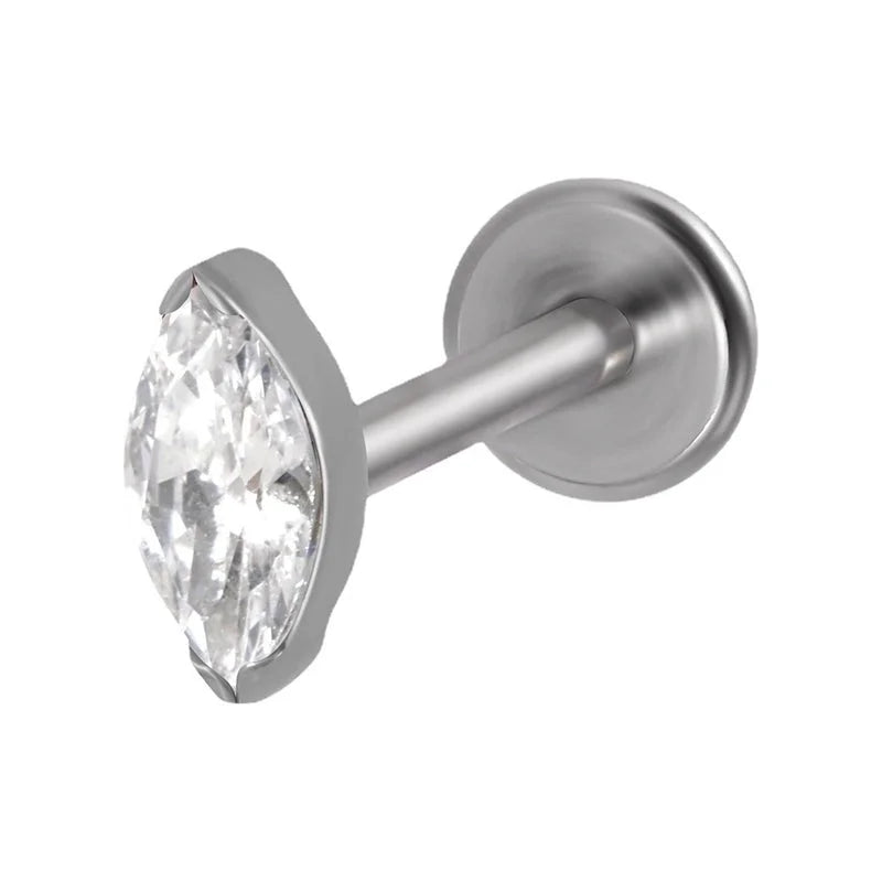 2 Pieces Lip Rings Classic Style Colorful Water Droplets G23 Titanium Synthetic Opal Zircon Inlay Synthetic Opal Zircon