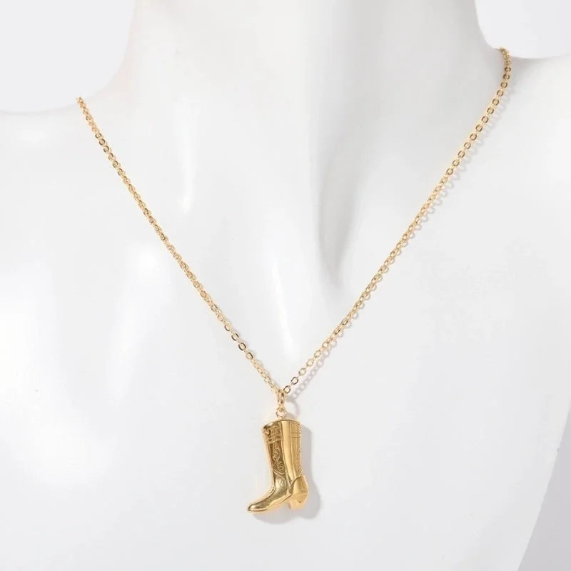 Copper 18K Gold Plated Minimalist Plating Boots Earrings Necklace