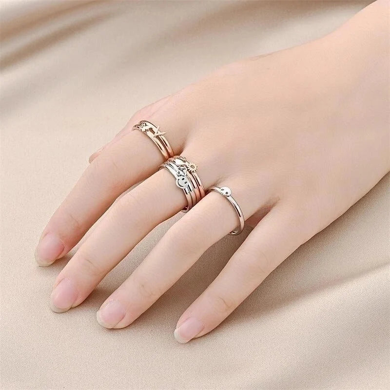 Minimalist Butterfly Titanium Steel 18K Gold Plated Polishing Plating Rings