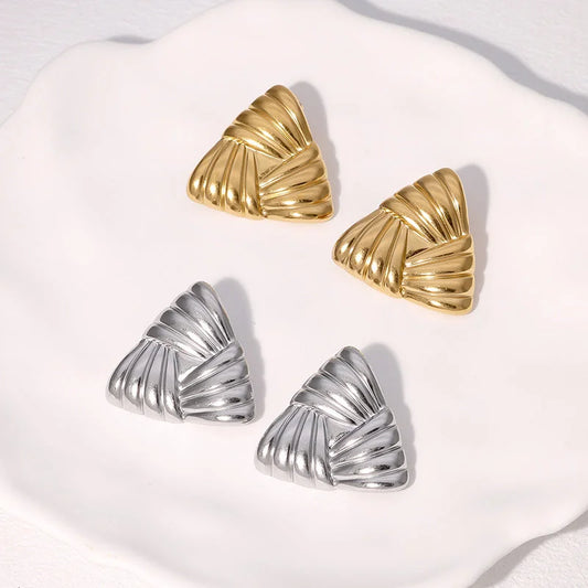 Triangle Geometric Stainless Steel Electroplating Stud Earrings