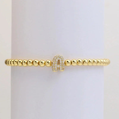 Xi Yin Hot Sale Brass Micro-Inlaid Bubble Balloon Diy26 English Letters Copper Bead Beaded Elastic Wire Bracelet