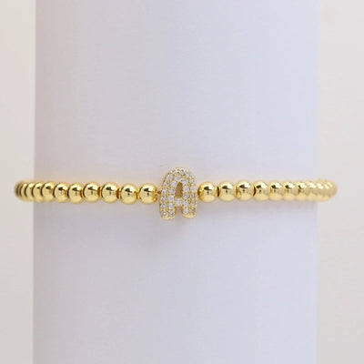 Xi Yin Hot Sale Brass Micro-Inlaid Bubble Balloon Diy26 English Letters Copper Bead Beaded Elastic Wire Bracelet