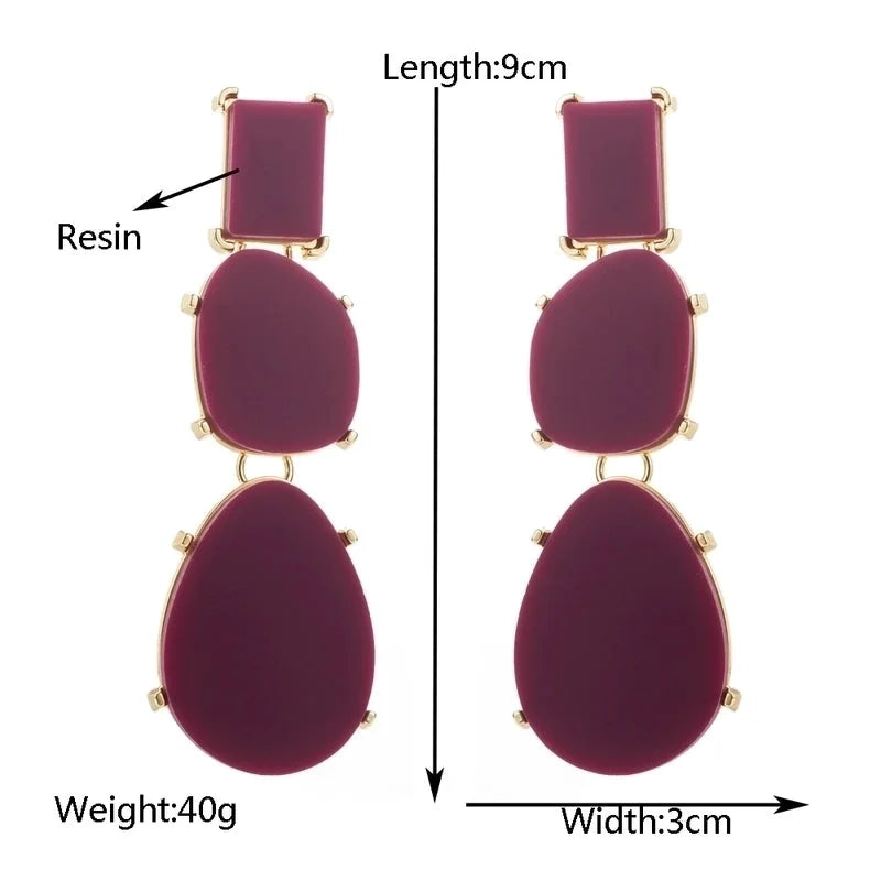 1 Pair Exaggerated Minimalist Geometric Inlay Alloy Resin Gold Plated Drop Earrings