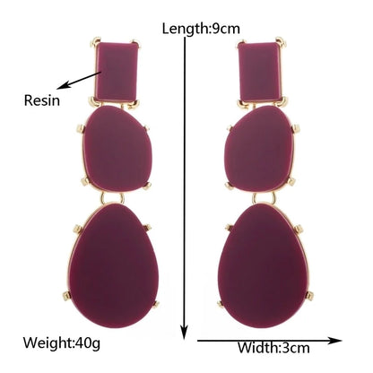 1 Pair Exaggerated Minimalist Geometric Inlay Alloy Resin Gold Plated Drop Earrings