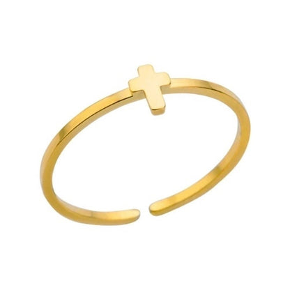 304 Stainless Steel Gold Plated Minimalist Plating Solid Color Rings