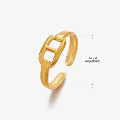 Retro Geometric Stainless Steel Plating Open Rings