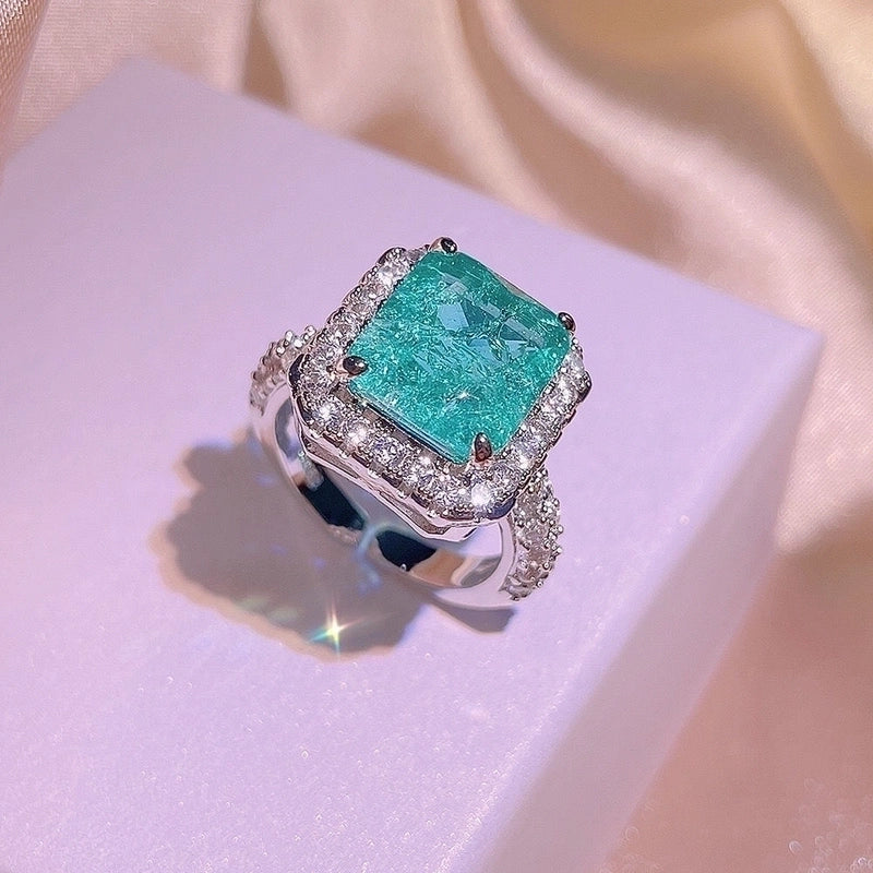 Elegant Minimalist Rectangle Titanium Steel Inlay Zircon Rings Earrings Necklace