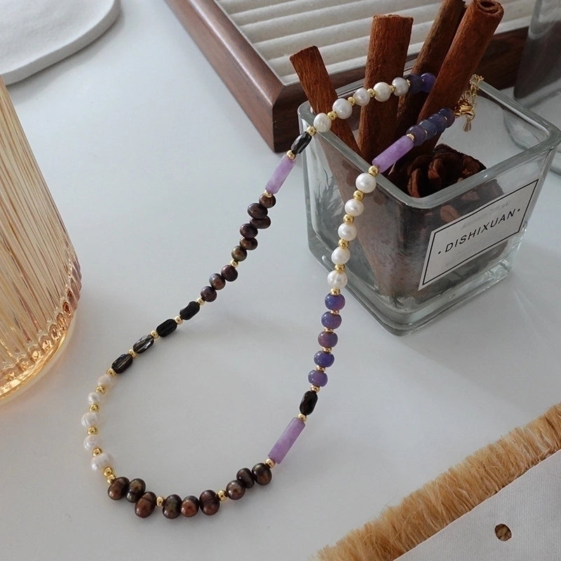 Minimalist Geometric Natural Stone Tiger Eye Pendant Necklace In Bulk