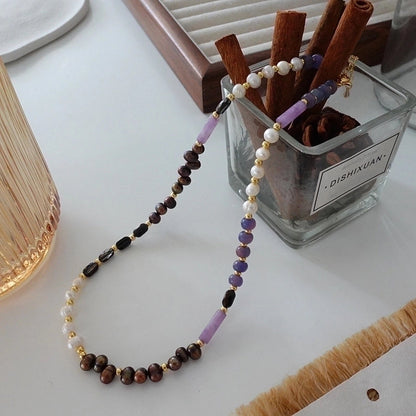 Minimalist Geometric Natural Stone Tiger Eye Pendant Necklace In Bulk