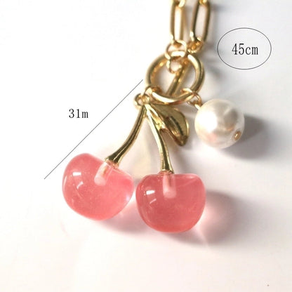 Elegant Vintage Style Cherry Copper 18K Gold Plated Toggle Pendant Necklace