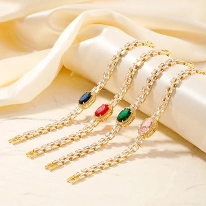 Copper K Gold Plated Inlay Water Droplets Zircon Bracelets