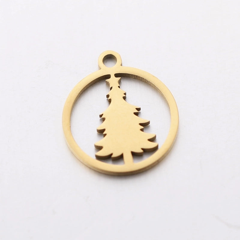 5 PCS/Package 13*16mm 14*19mm 304 Stainless Steel Christmas Tree Snowman Snowflake Pendant Jewelry Accessories