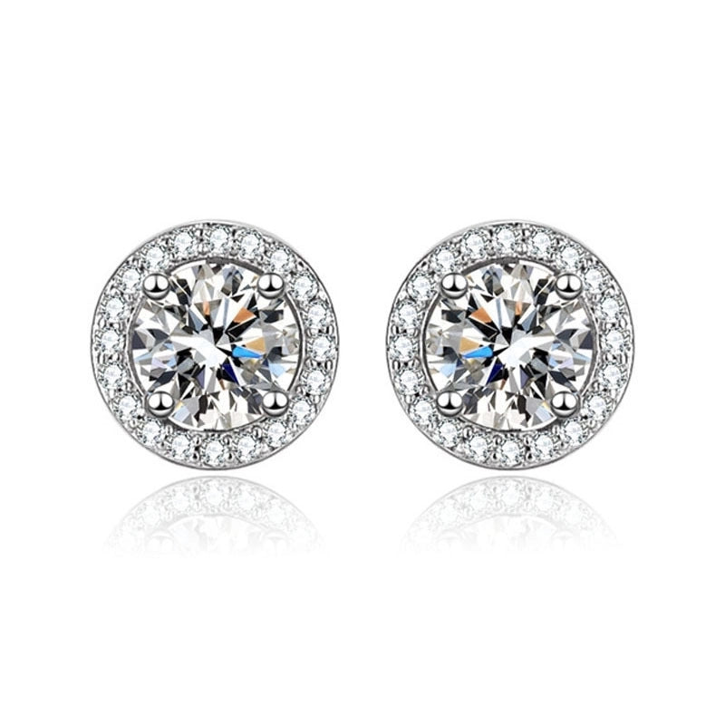 1 Pair Casual Minimalist Geometric Heart Shape Inlay Copper Zircon White Gold Plated Ear Studs