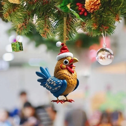 Christmas Creative Animal Chicken Rooster Series Pendant Christmas Tree Pendant Acrylic Hang Decorations
