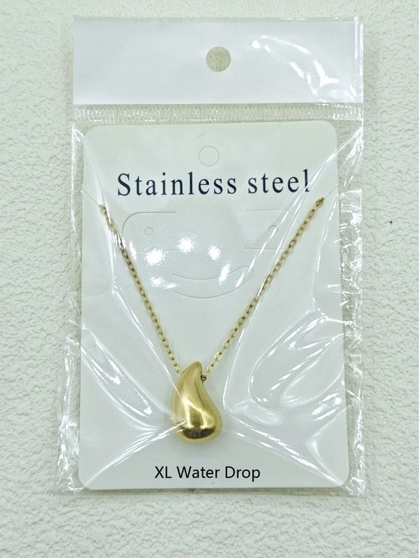 Stainless Steel 18K Gold Plated Minimalist Water Droplets Necklace