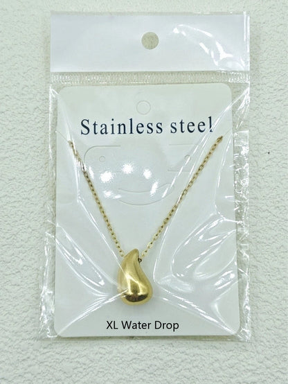 Stainless Steel 18K Gold Plated Minimalist Water Droplets Necklace