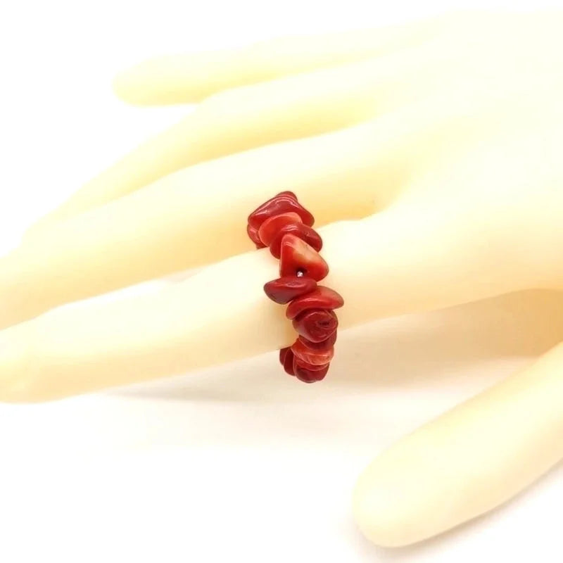 20 Pieces Ethnic Style Geometric Metal Beaded Natural Stone Rings