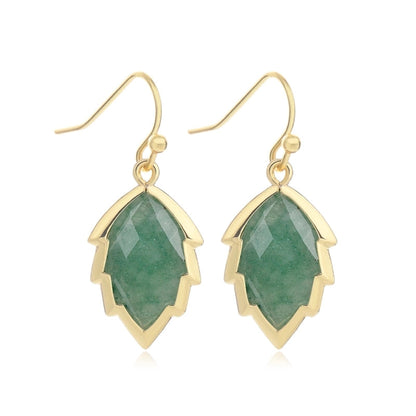 1 Pair Modern Style Sweet Leaves Natural Stone Copper Drop Earrings