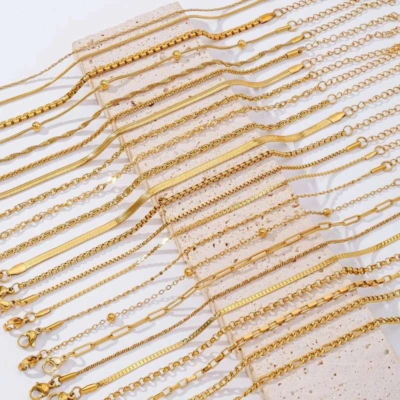 Minimalist Classic Style Geometric 304 Stainless Steel Cable Chain Snake Chain Bracelets In Bulk