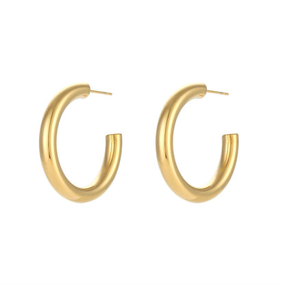 Fashion Round Geometric Stainless Steel 18K Gold Plated Earrings