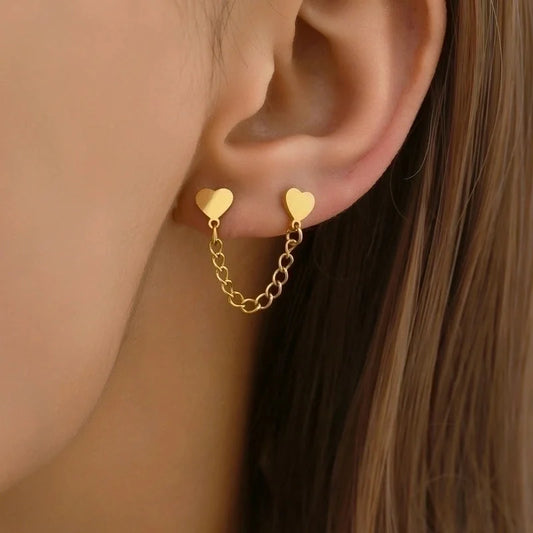 1 Pair Minimalist Heart Shape Plating 304 Stainless Steel 14K Gold Plated Rose Gold Plated Earrings