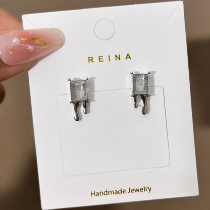 1 Pair Fashion Leaf Flower Bow Knot Imitation Pearl Alloy Rhinestones Earrings