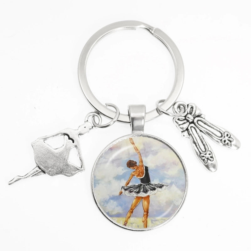 Artistic Portrait Round Alloy Metal Christmas Unisex Bag Pendant Keychain