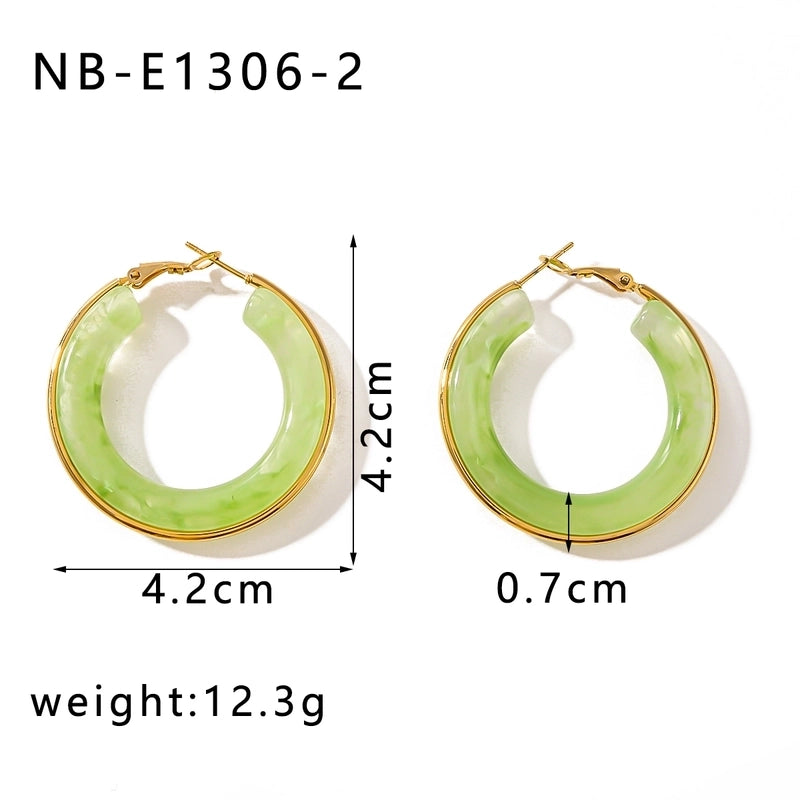 1 Pair Elegant Minimalist Classic Style Circle Multicolor Simple Plating 304 Stainless Steel 18K Gold Plated Earrings