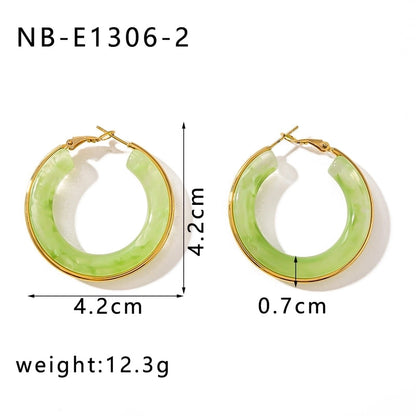 1 Pair Elegant Minimalist Classic Style Circle Multicolor Simple Plating 304 Stainless Steel 18K Gold Plated Earrings